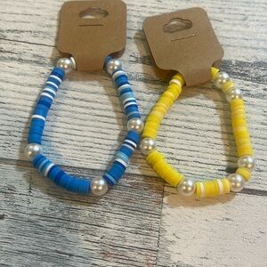 Handmade by Kat Stretch Polymer Clay & Pearl Beads Bracelets Adult/Child Size